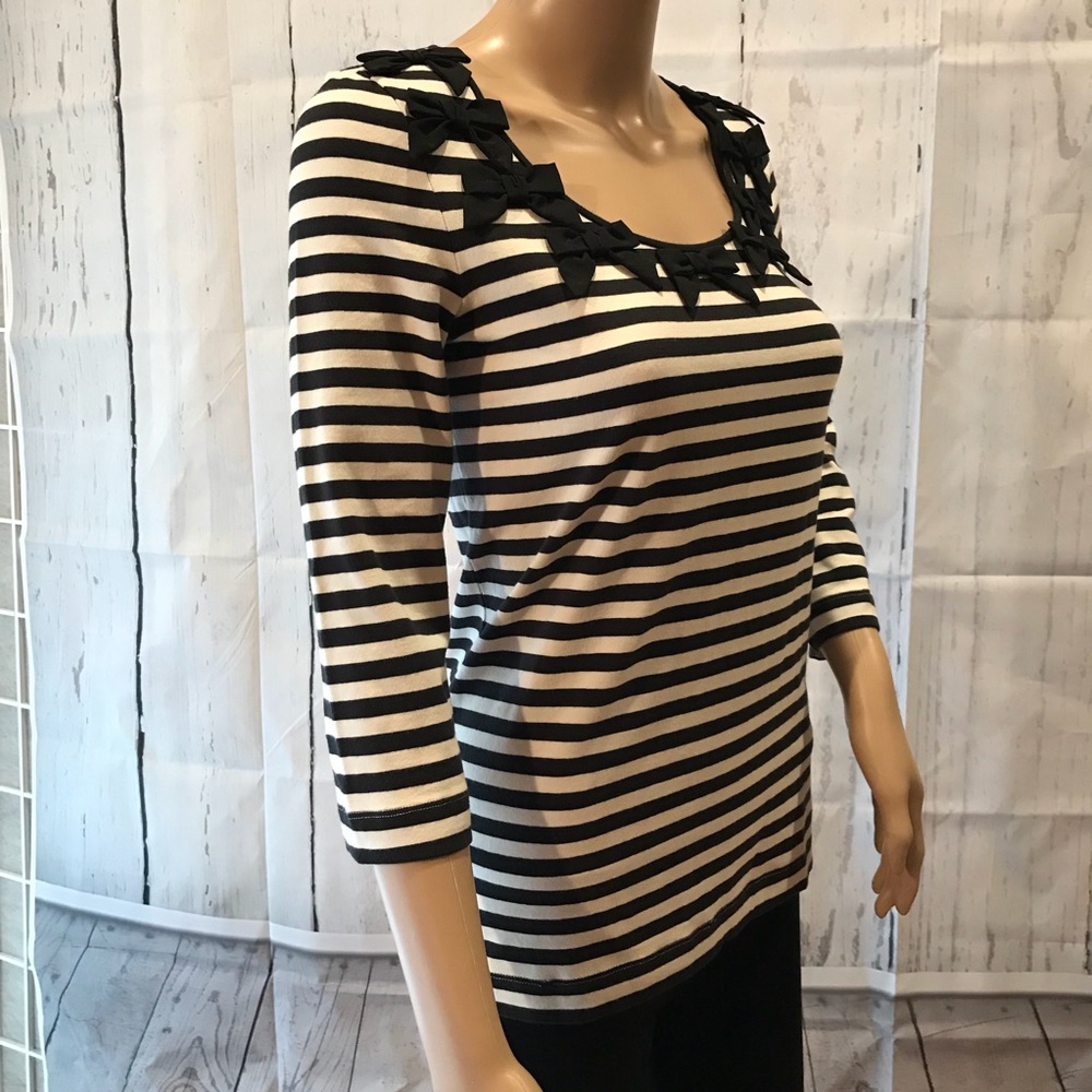 Kate Spade XS striped knit shirt bows at neck NICE - Picture 3 of 6